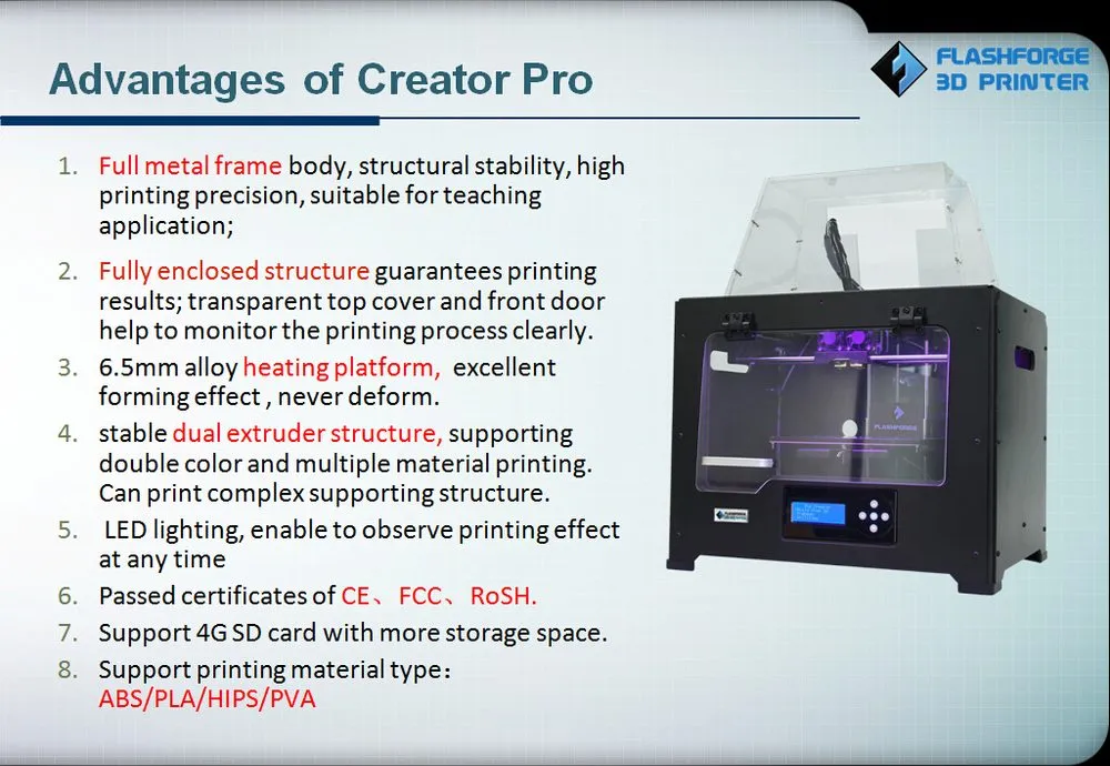 flashforge advantages